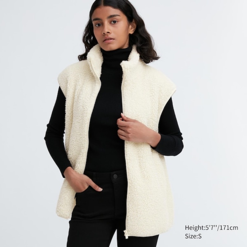 Uniqlo Light Pile-Lined Fleece Ženske Prsluk Bijele | 4072-KWSRV