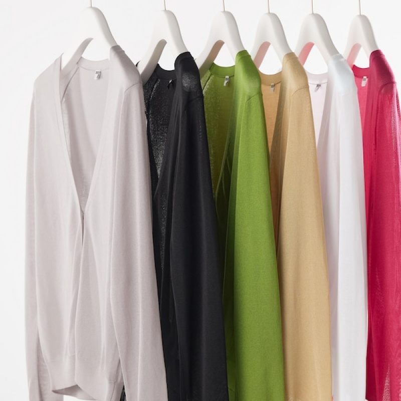 Uniqlo Light V-Neck Long-Sleeve Ženske Kardigan Bež | 1680-EJYFI