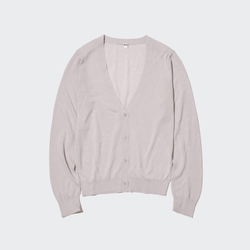 Uniqlo Light V-Neck Long-Sleeve Ženske Kardigan Bež | 1680-EJYFI