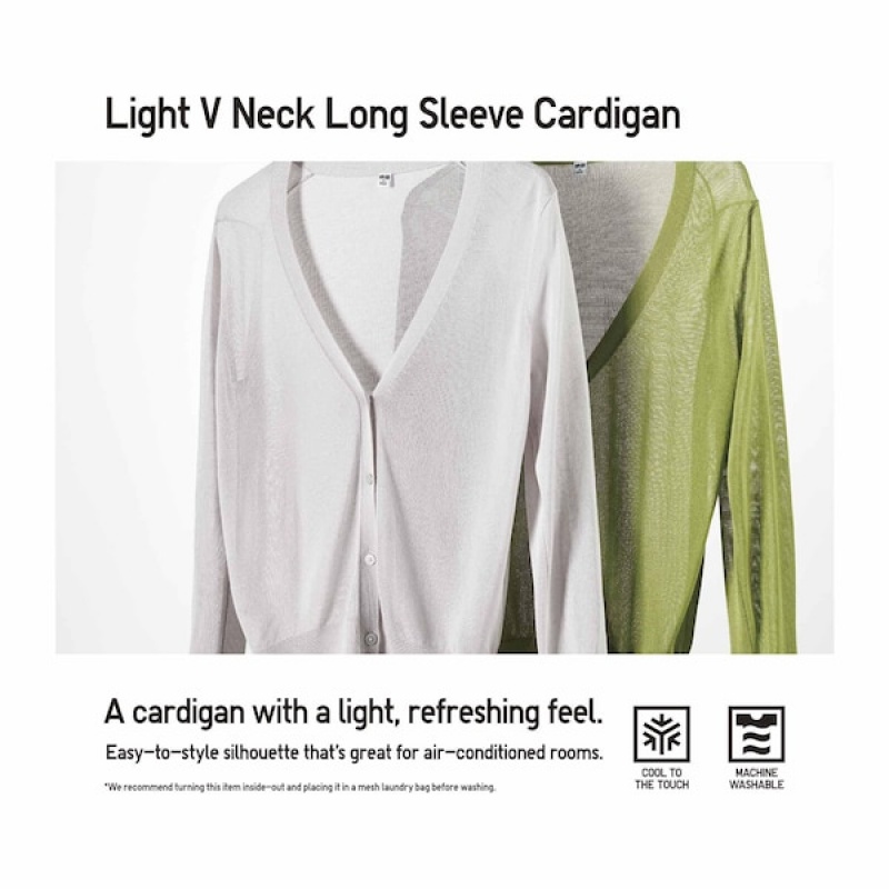 Uniqlo Light V-Neck Long-Sleeve Ženske Kardigan Bež | 1680-EJYFI