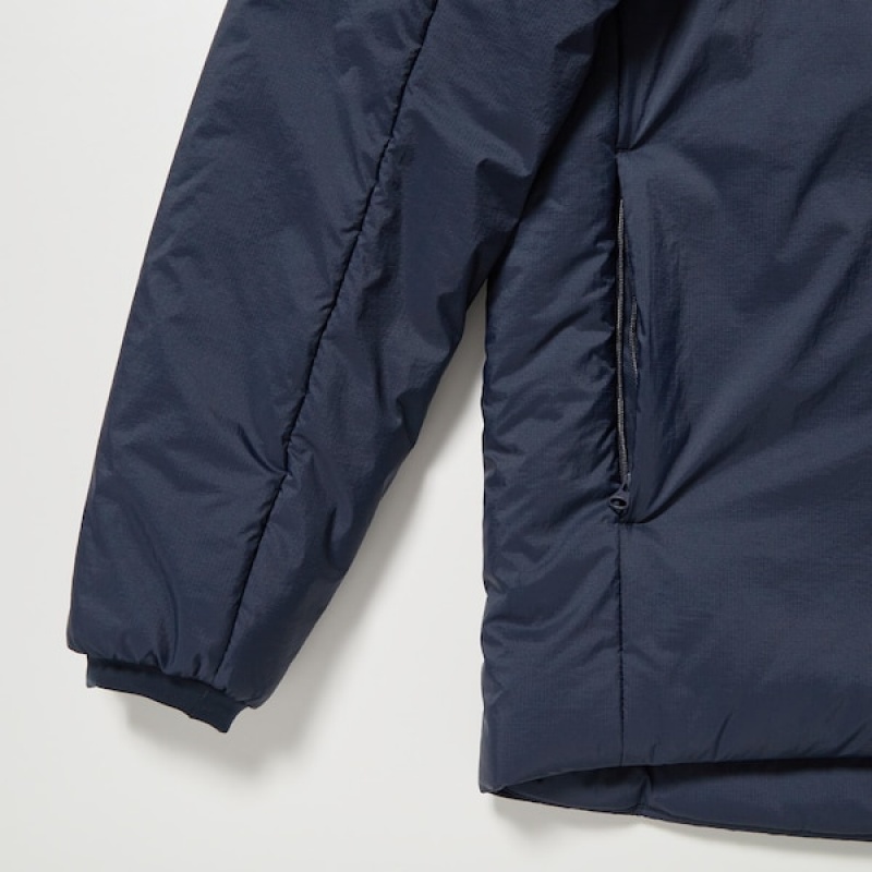 Uniqlo Light Warm Podstavljena Muške Parka Tamnoplave | ZMJXUW-596