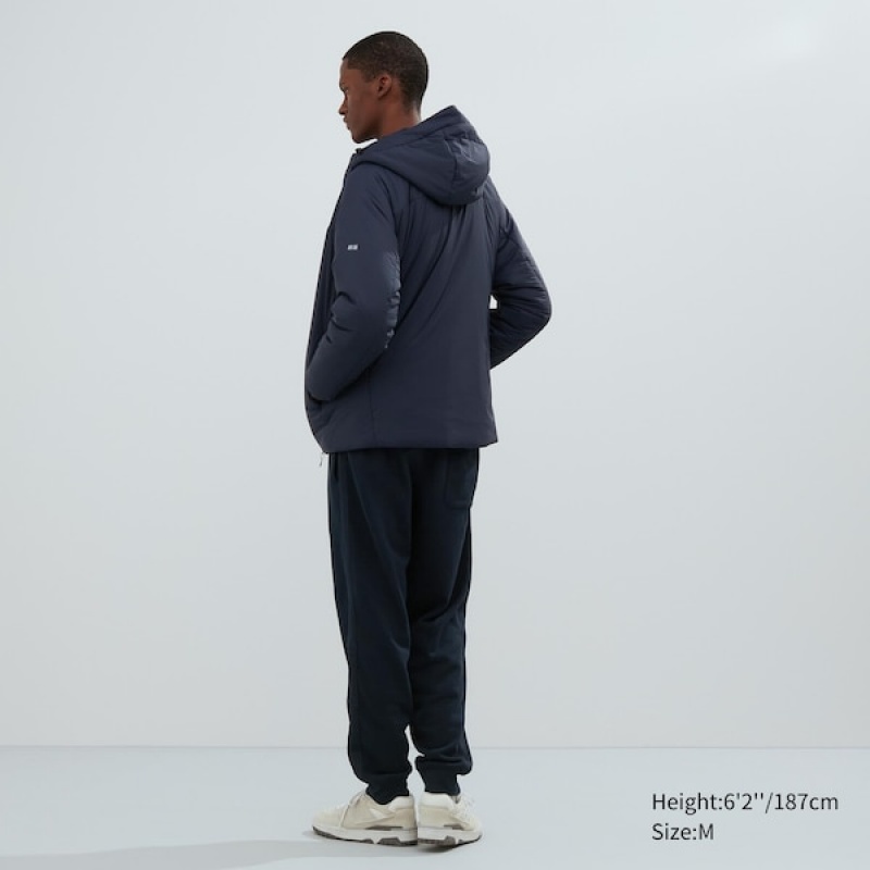 Uniqlo Light Warm Podstavljena Muške Parka Tamnoplave | ZMJXUW-596