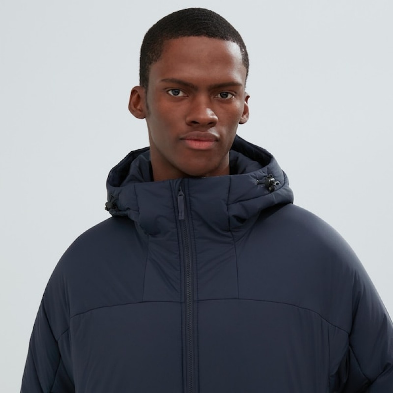 Uniqlo Light Warm Podstavljena Muške Parka Tamnoplave | ZMJXUW-596