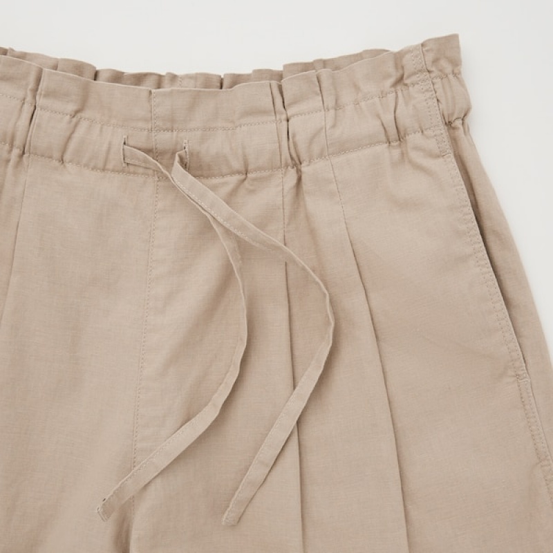 Uniqlo Linen-Cotton Ženske Kratke Hlače Bež | 2479-FXRAJ