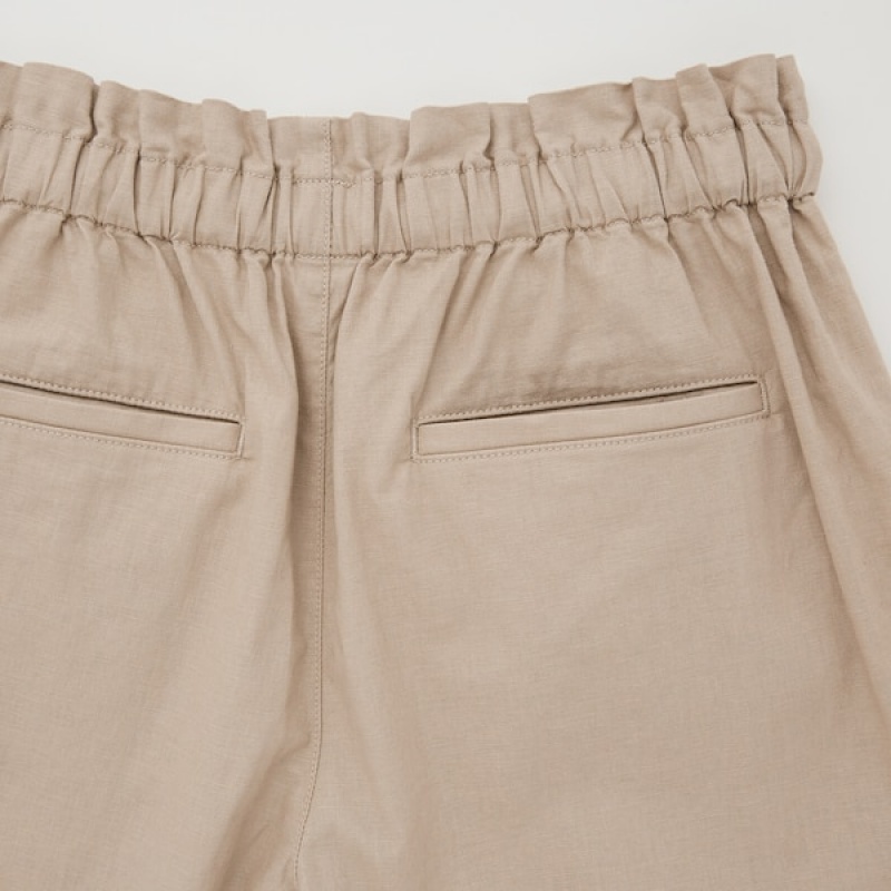 Uniqlo Linen-Cotton Ženske Kratke Hlače Bež | 2479-FXRAJ