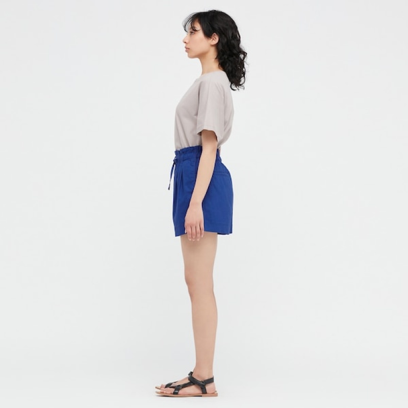 Uniqlo Linen-Cotton Ženske Kratke Hlače Plave | 3948-TSMAY