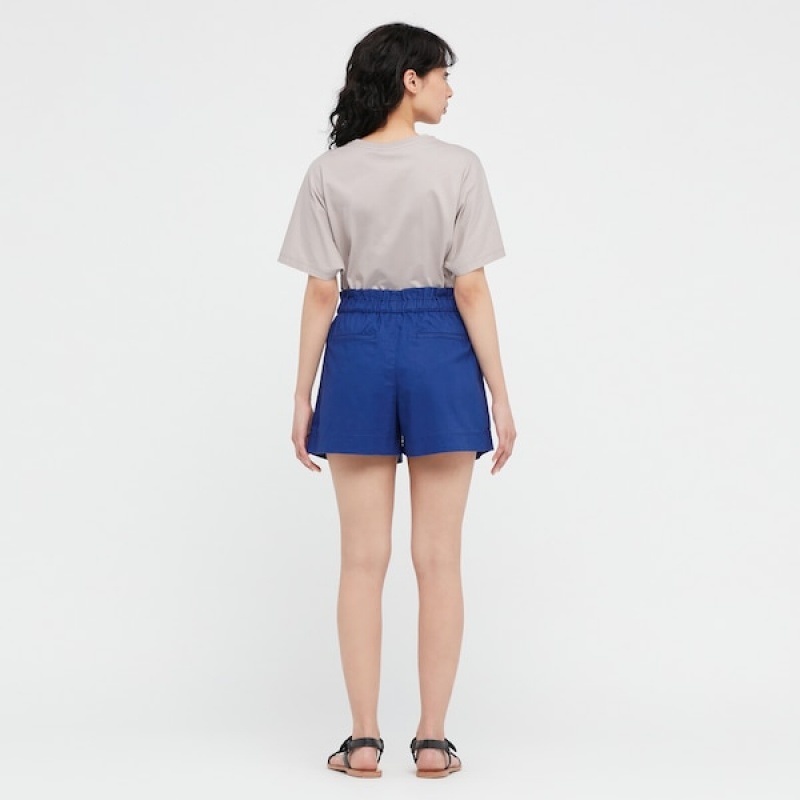 Uniqlo Linen-Cotton Ženske Kratke Hlače Plave | 3948-TSMAY