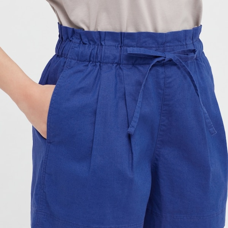 Uniqlo Linen-Cotton Ženske Kratke Hlače Plave | 3948-TSMAY