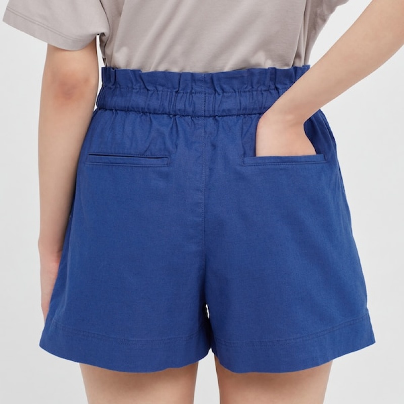 Uniqlo Linen-Cotton Ženske Kratke Hlače Plave | 3948-TSMAY