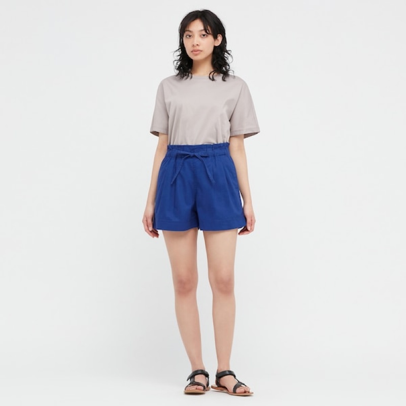 Uniqlo Linen-Cotton Ženske Kratke Hlače Plave | 3948-TSMAY