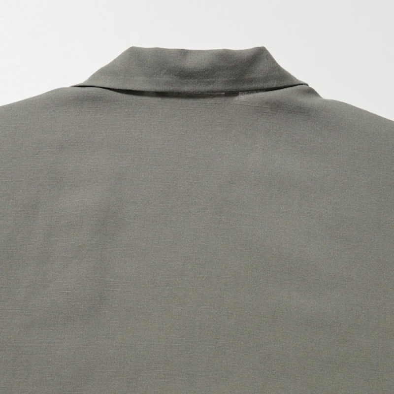 Uniqlo Linen Blend Open Collar Short-Sleeve Ženske Košulje Maslinasto Zelene | 5209-ASUNQ
