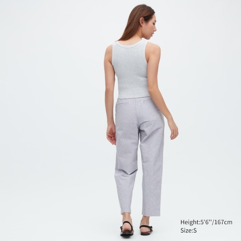 Uniqlo Linen Cotton Tapered Ženske Hlače Plave | 1854-BDAYG