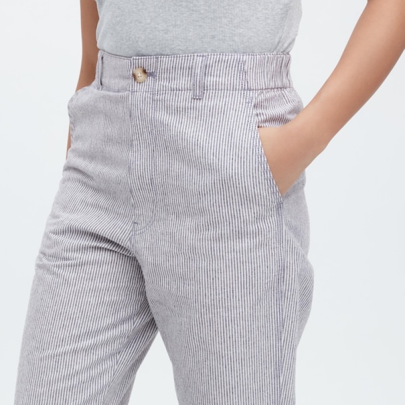 Uniqlo Linen Cotton Tapered Ženske Hlače Plave | 1854-BDAYG