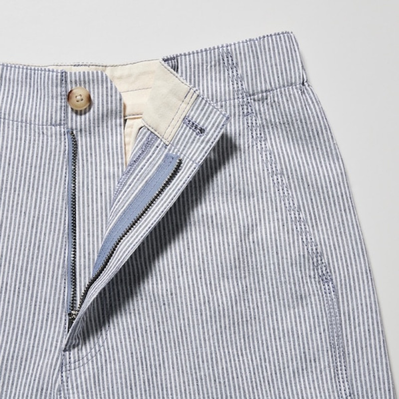 Uniqlo Linen Cotton Tapered Ženske Hlače Plave | 1854-BDAYG