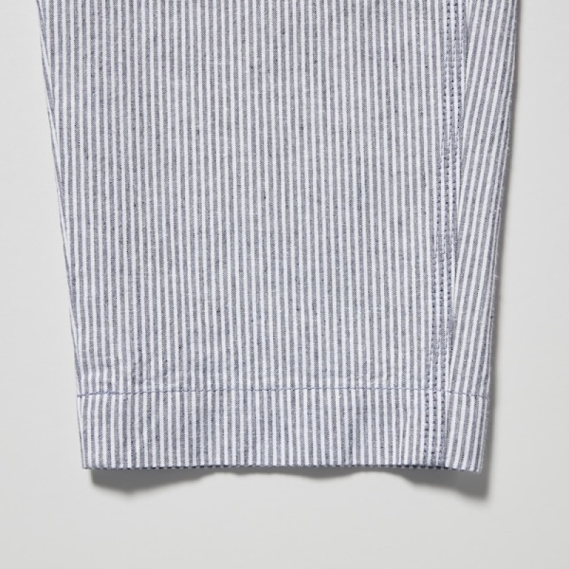 Uniqlo Linen Cotton Tapered Ženske Hlače Plave | 1854-BDAYG