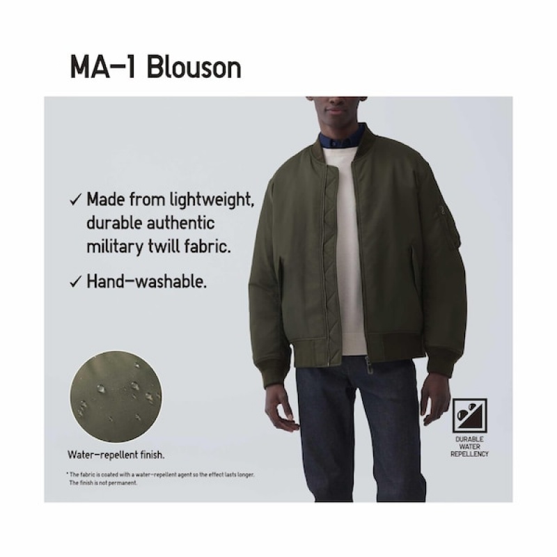 Uniqlo MA-1 Blouson Muške jackets Zelene | QUYVOP-290