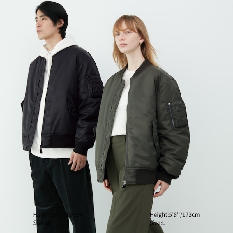 Uniqlo MA-1 Blouson Muške jackets Zelene | QUYVOP-290