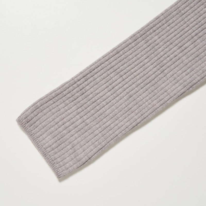 Uniqlo Merino Blend Fitted U Neck Long Sleeve Ženske Haljina Sive | 3184-ZANFG