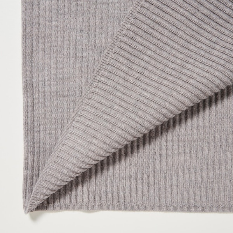 Uniqlo Merino Blend Fitted U Neck Long Sleeve Ženske Haljina Sive | 3184-ZANFG
