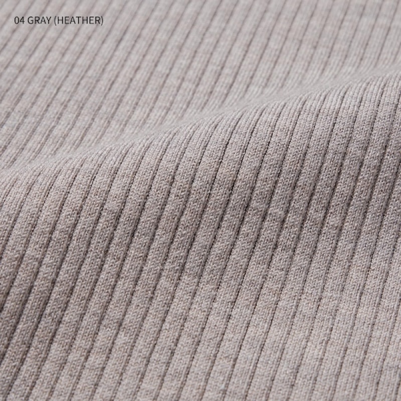 Uniqlo Merino Blend Fitted U Neck Long Sleeve Ženske Haljina Sive | 3184-ZANFG