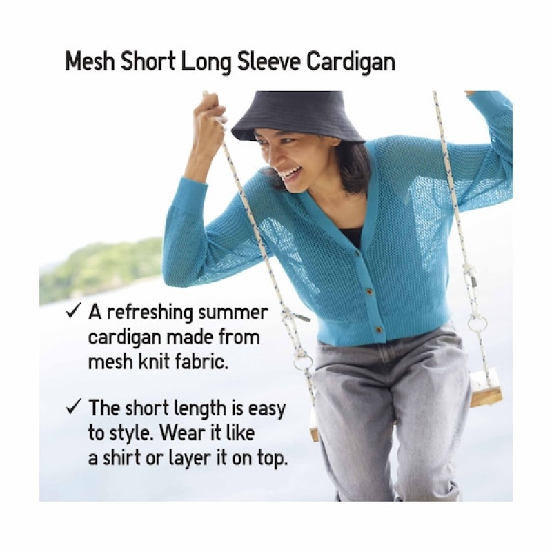 Uniqlo Mesh Long-Sleeve Short Ženske Kardigan Smeđe | 0618-EFXWL