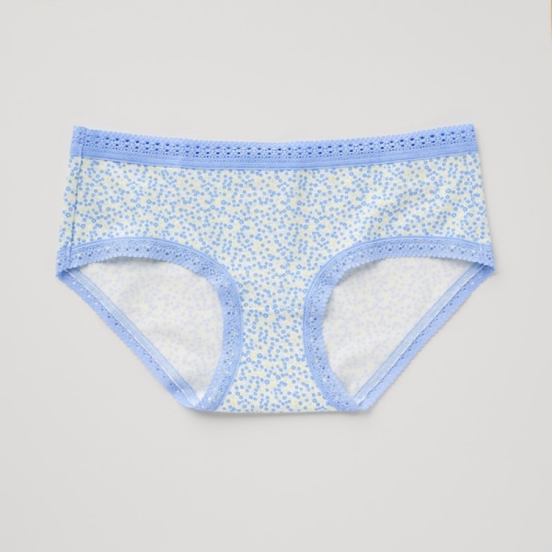 Uniqlo Mini-Flower Print Hip Huggers Ženske Gaćice Crne | 8257-OAHFS