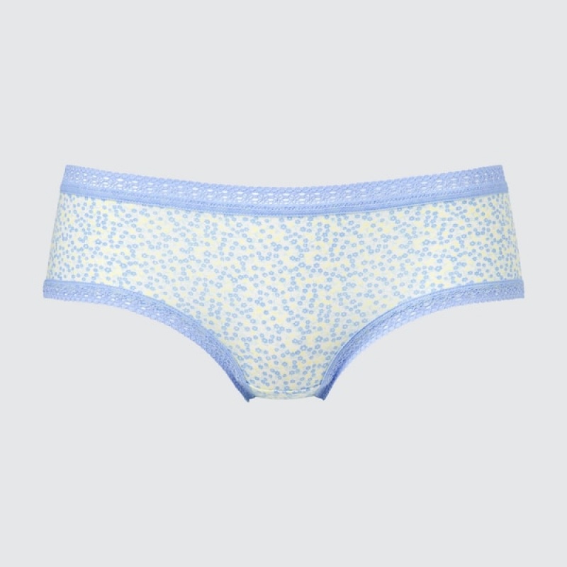 Uniqlo Mini-Flower Print Hip Huggers Ženske Gaćice Crne | 8257-OAHFS