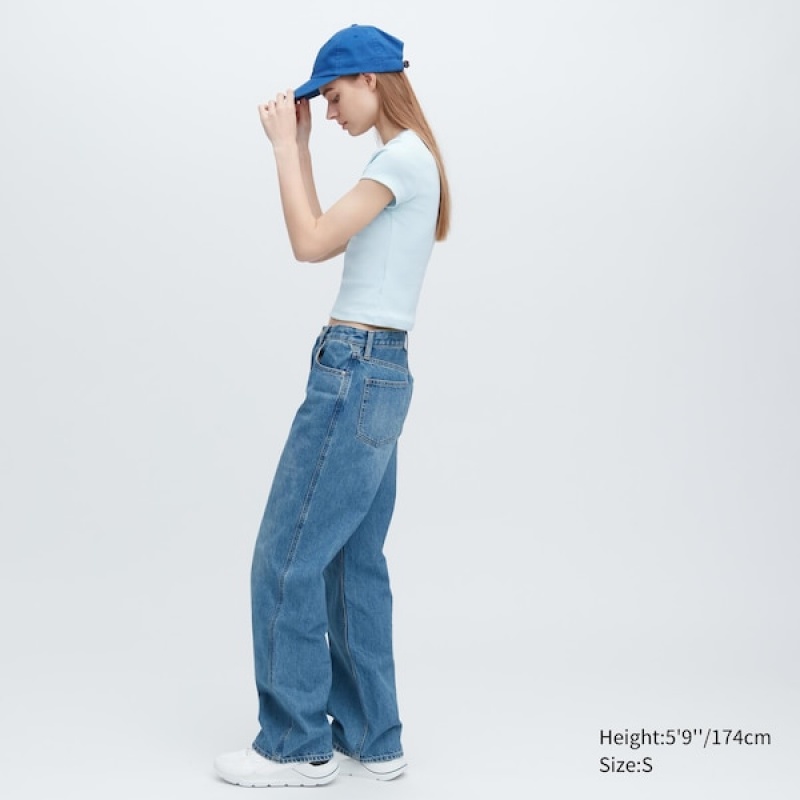 Uniqlo Mini Short-Sleeve Ženske Majice Plave | 9207-UEHRB