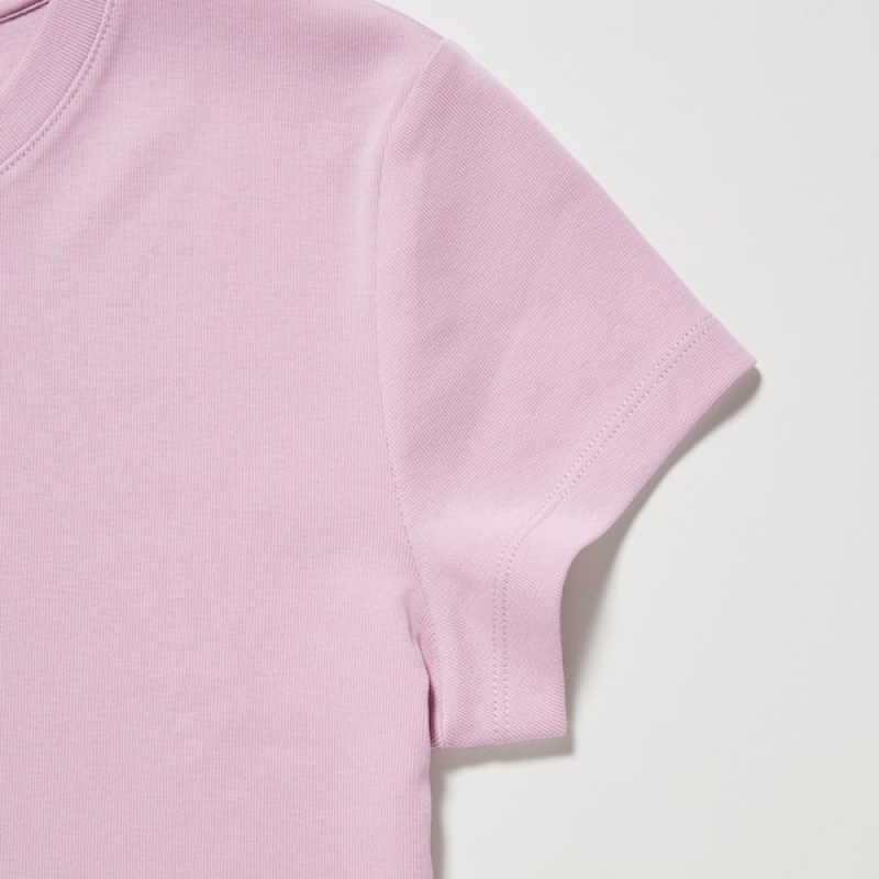 Uniqlo Mini Short-Sleeve Ženske Majice Roze | 1456-AOZKN