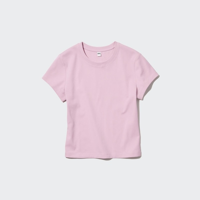 Uniqlo Mini Short-Sleeve Ženske Majice Roze | 1456-AOZKN
