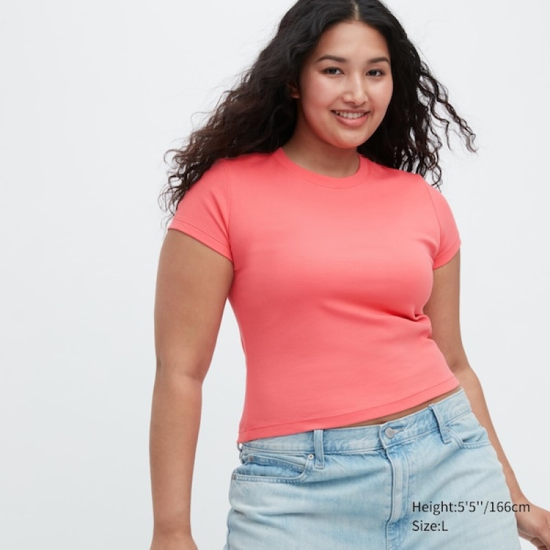 Uniqlo Mini Short-Sleeve Ženske Majice Roze | 6712-XMNOY