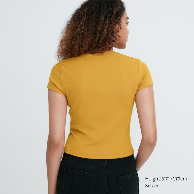 Uniqlo Mini Short-Sleeve Ženske Majice Žute | 3840-NKBEO