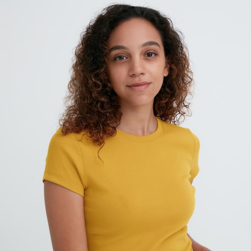 Uniqlo Mini Short-Sleeve Ženske Majice Žute | 3840-NKBEO