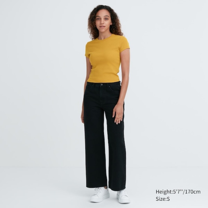 Uniqlo Mini Short-Sleeve Ženske Majice Žute | 3840-NKBEO