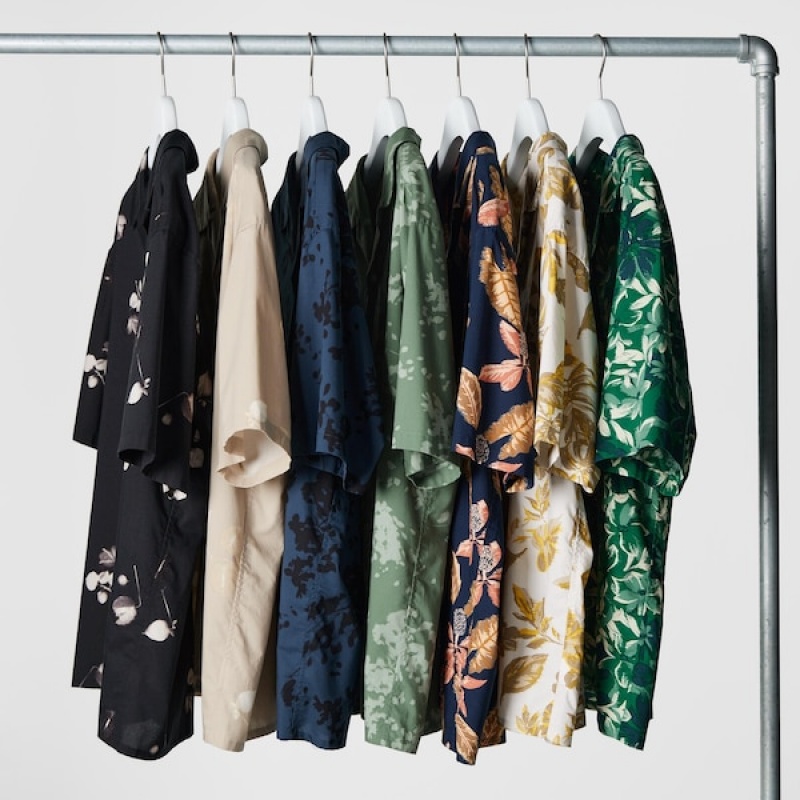 Uniqlo Open Collar Short-Sleeve Muške Košulje Zelene | 2587-GOIPJ