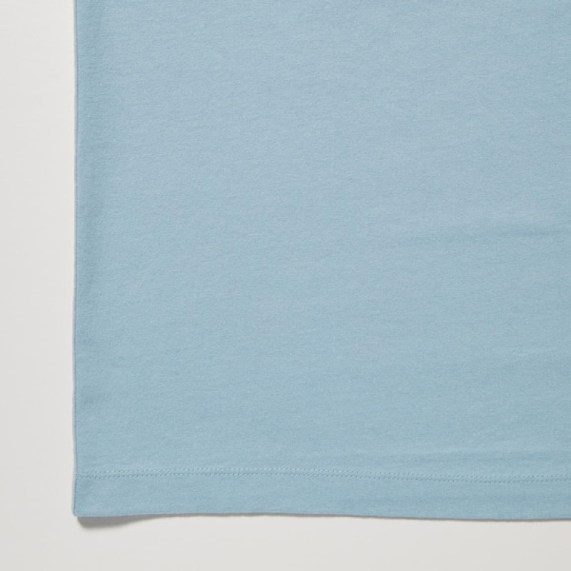 Uniqlo Oversized Pocket Crew Neck Half-Sleeve Muške Majice Plave | 5814-GJFDM