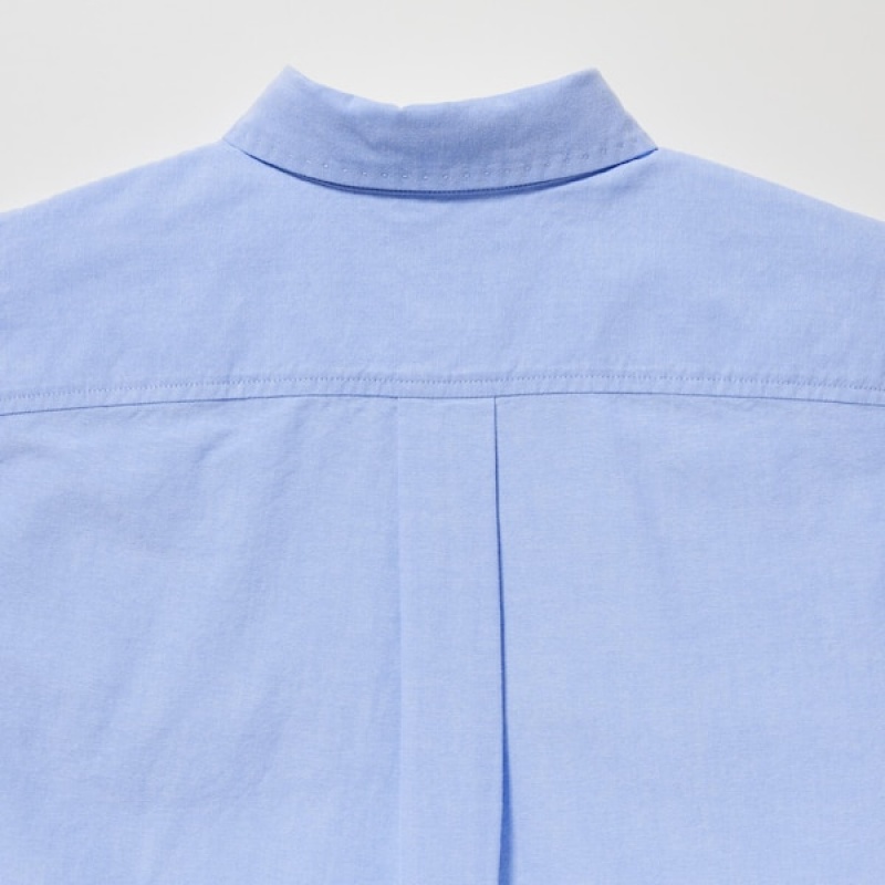Uniqlo Oxford Long-Sleeve Ženske Košulje Svijetlo Plave | 8732-PUIBT