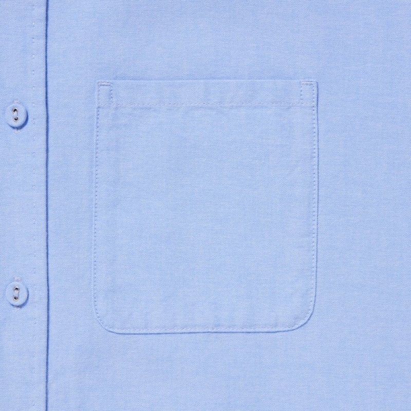 Uniqlo Oxford Long-Sleeve Ženske Košulje Svijetlo Plave | 8732-PUIBT