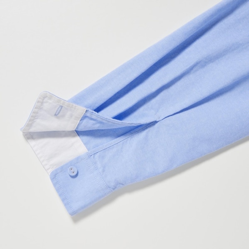 Uniqlo Oxford Long-Sleeve Ženske Košulje Svijetlo Plave | 8732-PUIBT