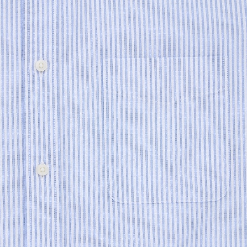 Uniqlo Oxford Prugasta Slim-Fit Long-Sleeve Muške Košulje Plave | 1496-CRLSN