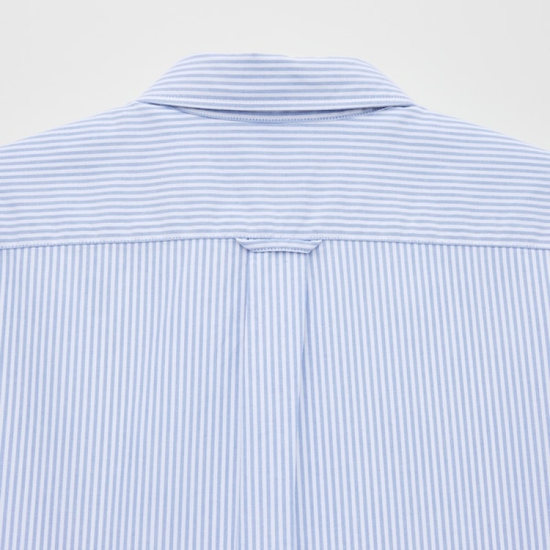 Uniqlo Oxford Prugasta Slim-Fit Long-Sleeve Muške Košulje Plave | 1496-CRLSN