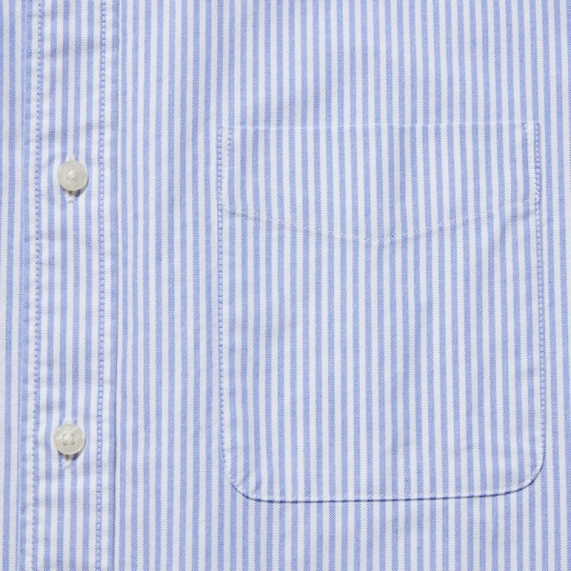 Uniqlo Oxford Prugasta Slim-Fit Long-Sleeve Muške Košulje Plave | 8304-PSQFV