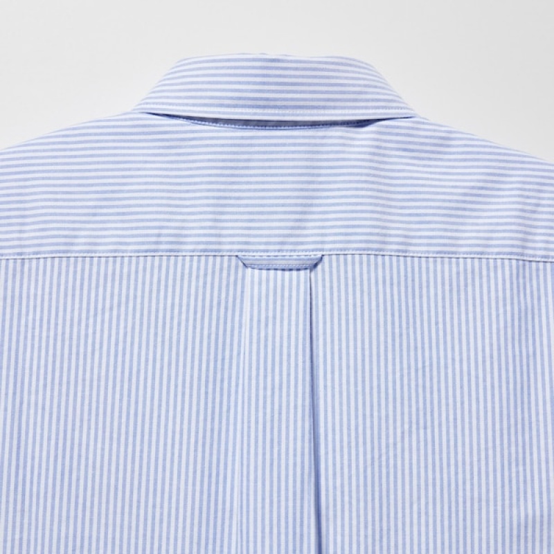 Uniqlo Oxford Prugasta Slim-Fit Long-Sleeve Muške Košulje Plave | 8304-PSQFV