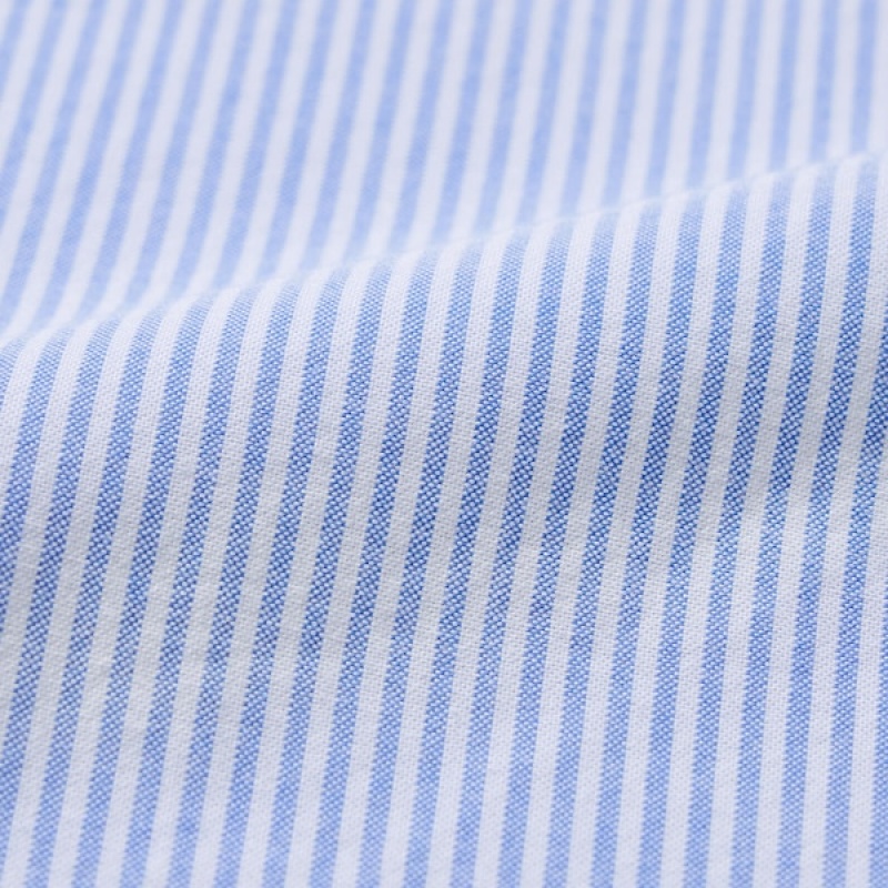 Uniqlo Oxford Prugasta Slim Fit Long-Sleeve Muške Košulje Plave | 0781-TBNJS