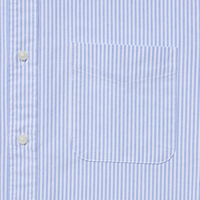 Uniqlo Oxford Prugasta Slim Fit Long-Sleeve Muške Košulje Plave | 0781-TBNJS