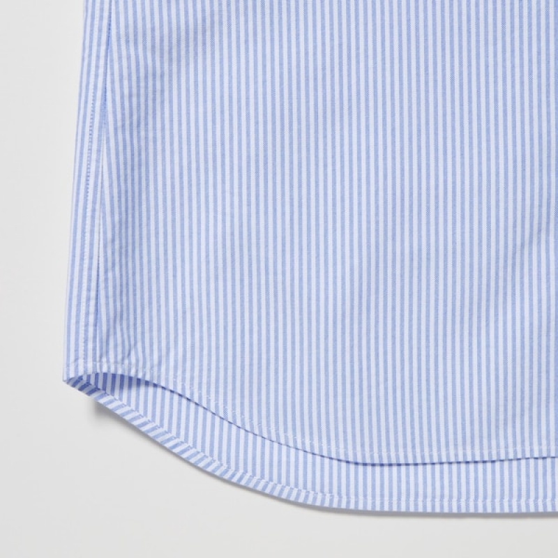 Uniqlo Oxford Prugasta Slim Fit Long-Sleeve Muške Košulje Plave | 0781-TBNJS