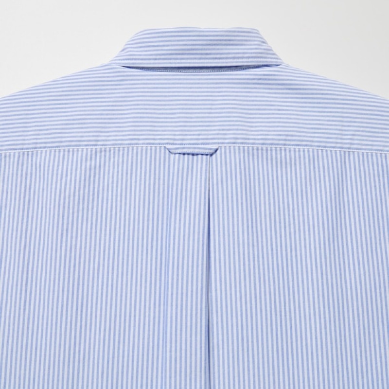 Uniqlo Oxford Prugasta Slim Fit Long-Sleeve Muške Košulje Plave | 0781-TBNJS