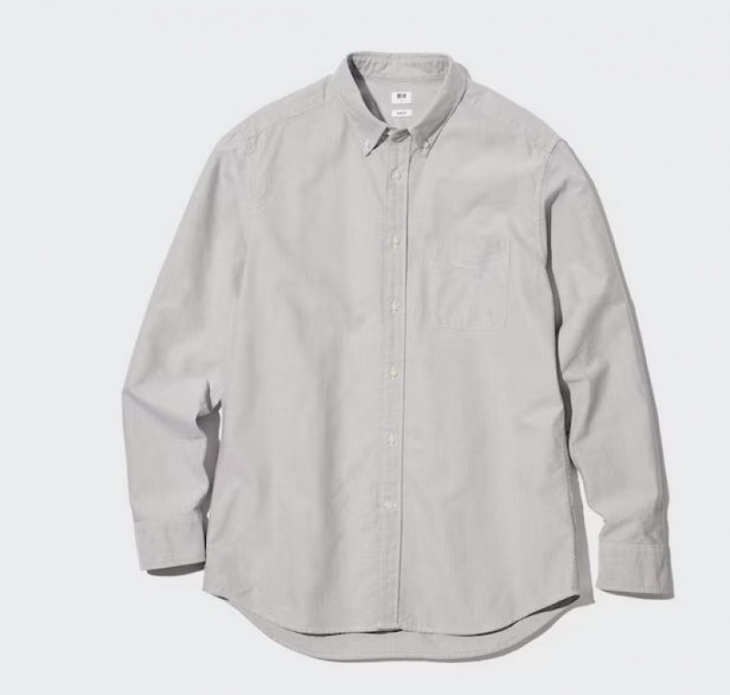 Uniqlo Oxford Slim-Fit Long-Sleeve Muške Košulje Sive | 9341-WORFA