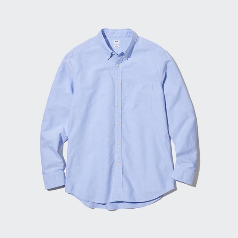 Uniqlo Oxford Slim-Fit Long-Sleeve Muške Košulje Plave | 8907-PXMIN