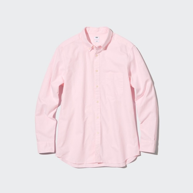 Uniqlo Oxford Slim-Fit Long-Sleeve Muške Košulje Roze | 1785-KBCDJ